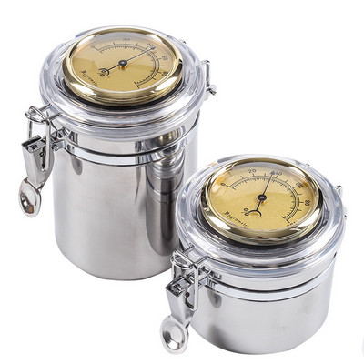 Tobacco Jar Cigar Humidor Stainless Steel Humidor Container for Cigar Taobacco Integrated Hygrometer Round