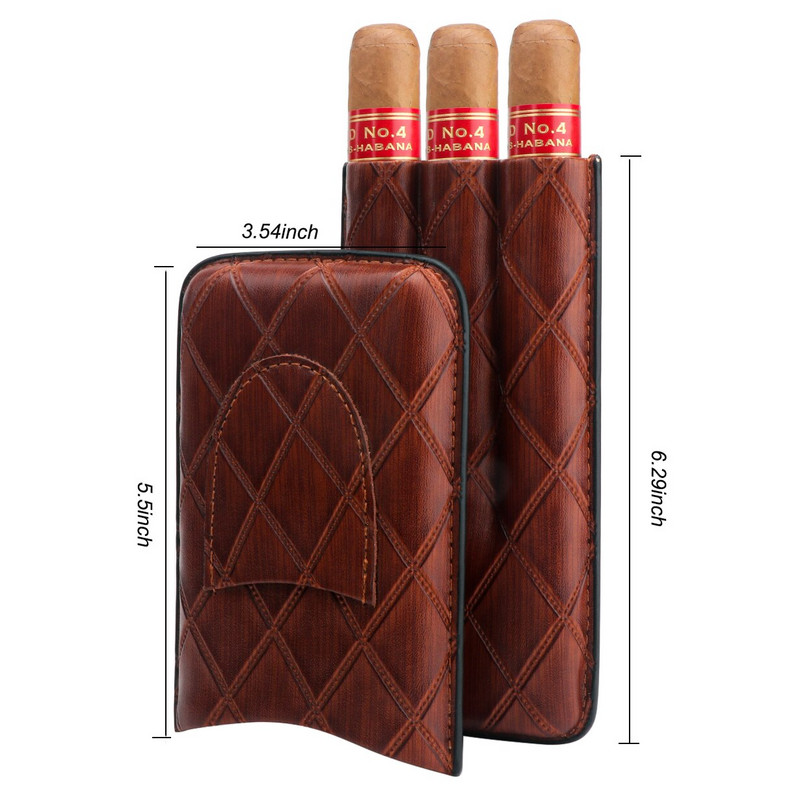 Xifei PU 3 lizdų cigarų dėklų rinkinys, nešiojamasis drėkinamasis dėžutė su nerūdijančio plieno pjaustytuvu, kelioniniais rūkymo cigarečių laikymo priedais