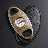 Χαραγμένο Floral Bronze Cigars Tool κόφτης πούρων Θήκη πούρων Δερμάτινο Θήκη Κουτί δώρου ψαλίδι για κάπνισμα Αξεσουάρ καπνός JFJ06