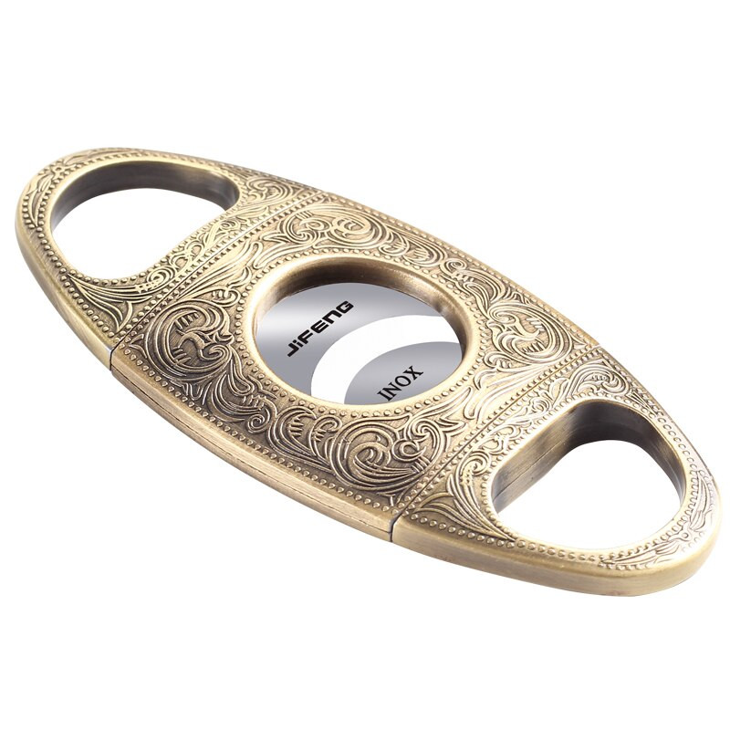 Χαραγμένο Floral Bronze Cigars Tool κόφτης πούρων Θήκη πούρων Δερμάτινο Θήκη Κουτί δώρου ψαλίδι για κάπνισμα Αξεσουάρ καπνός JFJ06