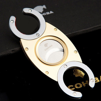 COHIBA διπλές λεπίδες από ανοξείδωτο ατσάλι Χρυσό ασήμι P Grid Cutter Pocket Gadgets Zigarre Cutter Knife Cuban Cigars Scissors