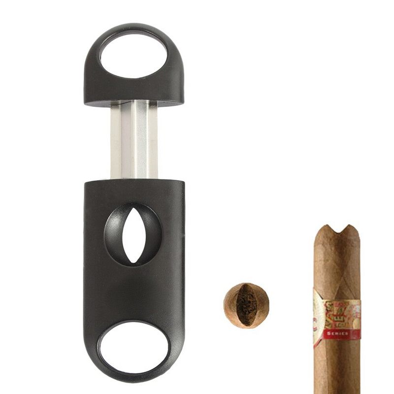 Kuum müük Tarvikud Metallist V-kujulise teraga plastist sigarilõikur Luksuslik