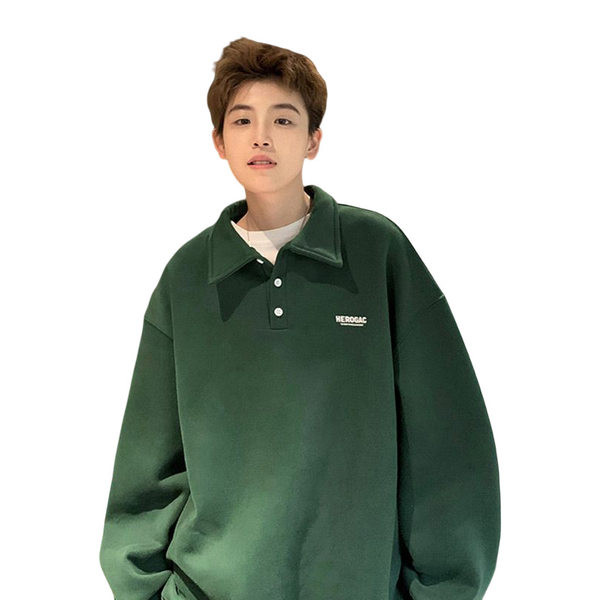 Vīriešu džemperis ar klasisku apkakli un kabatu