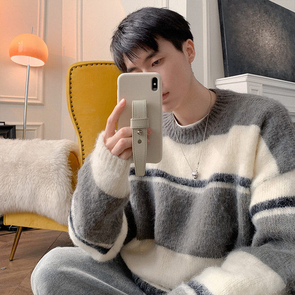 Vīriešu ziemas plīša džemperis