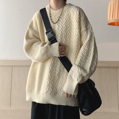 Adīts vīriešu džemperis ar apaļu kakla izgriezumu - vairākas krāsas