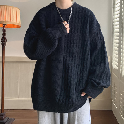 Adīts vīriešu džemperis ar apaļu kakla izgriezumu - vairākas krāsas