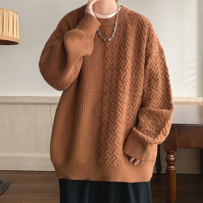 Adīts vīriešu džemperis ar apaļu kakla izgriezumu - vairākas krāsas