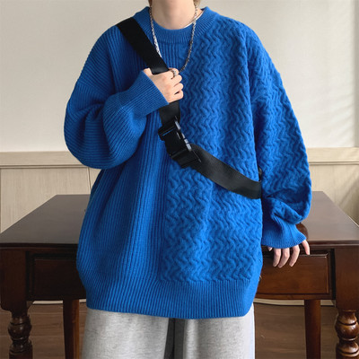 Adīts vīriešu džemperis ar apaļu kakla izgriezumu - vairākas krāsas