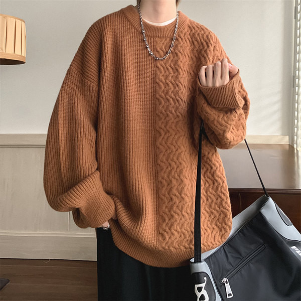 Adīts vīriešu džemperis ar apaļu kakla izgriezumu - vairākas krāsas