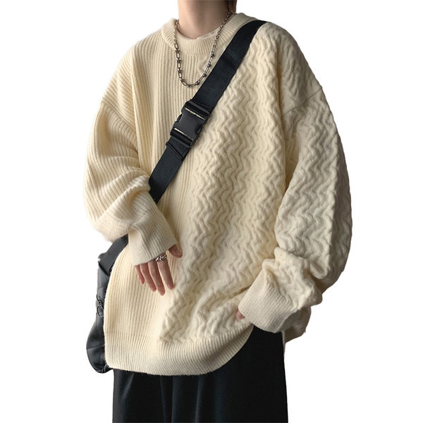 Adīts vīriešu džemperis ar apaļu kakla izgriezumu - vairākas krāsas