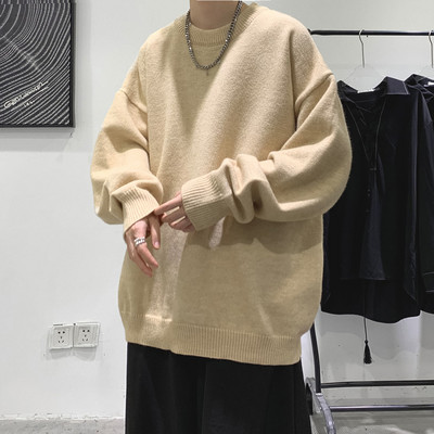 Ikdienas vīriešu džemperis ar apaļu apkakli - plats modelis