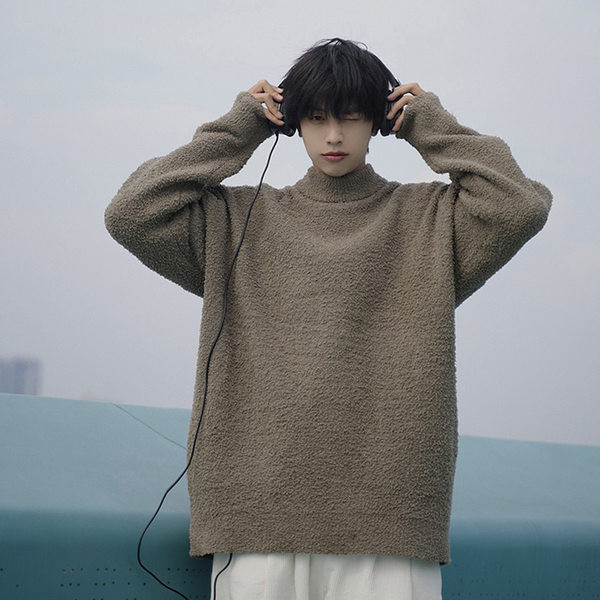 Ανδρικό πουλόβερ με χαμηλό γιακά πόλο