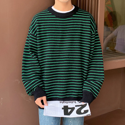 Muški prugasti pulover s okruglim izrezom