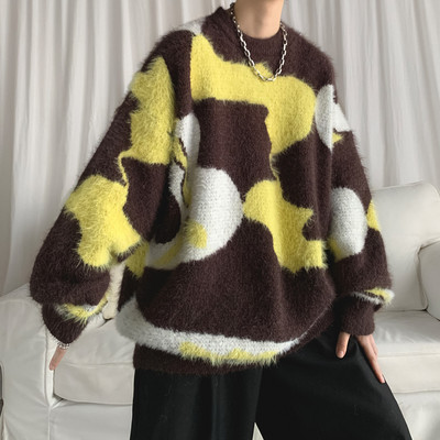 Ανδρικό χειμωνιάτικο πουλόβερ με οβάλ λαιμόκοψη και μακριά μανίκια