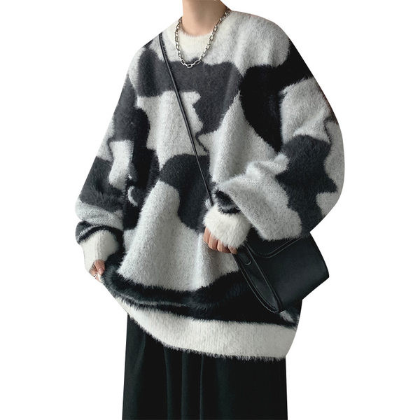 Ανδρικό χειμωνιάτικο πουλόβερ με οβάλ λαιμόκοψη και μακριά μανίκια