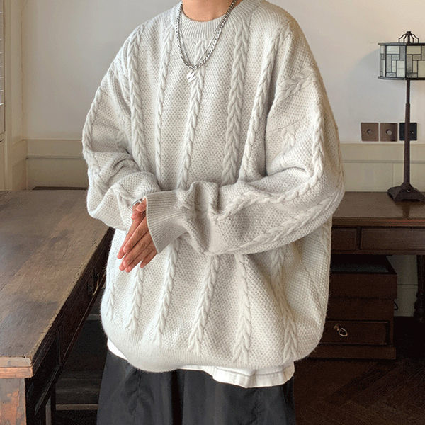 Ležeran muški pleteni džemper u tri boje