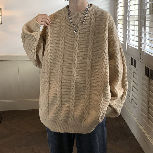 Ležeran muški pleteni džemper u tri boje