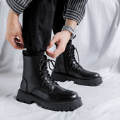 Vīriešu zābaki no eko ādas - ar šņorēm