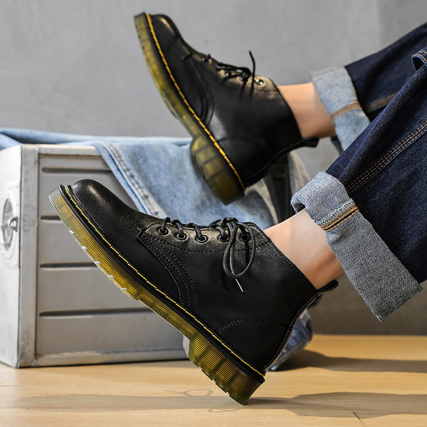 Jauna modeļa eko ādas zābaki ar šņorēm vīriešiem