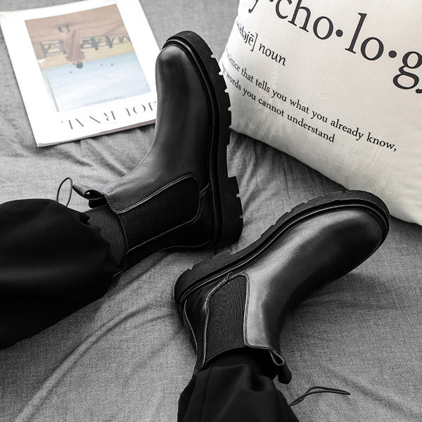 Jauna modeļa ādas vīriešu zābaki melnā krāsā