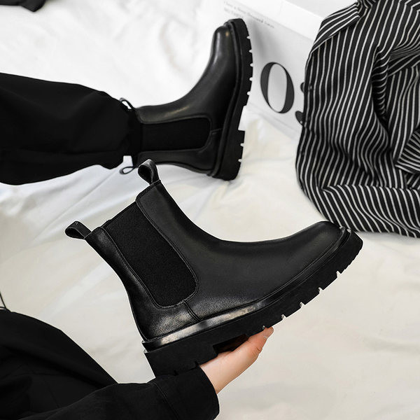 Jauna modeļa ādas vīriešu zābaki melnā krāsā