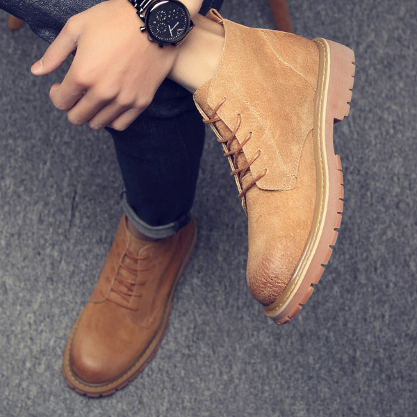 Vīriešu ādas zābaki ar šņorēm - četras krāsas