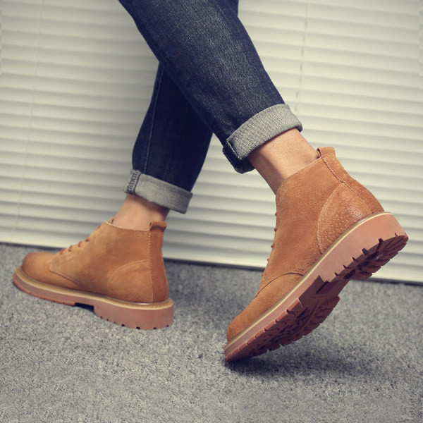 Vīriešu ādas zābaki ar šņorēm - četras krāsas