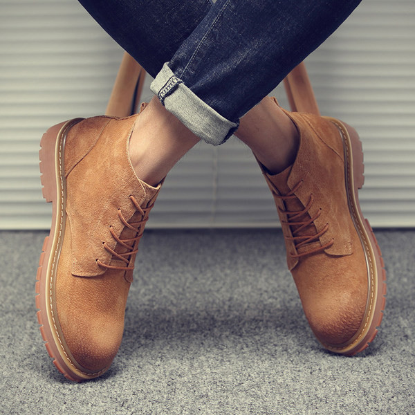 Vīriešu ādas zābaki ar šņorēm - četras krāsas