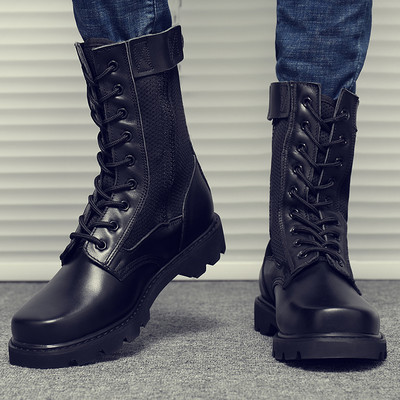 Rupjas zoles ādas zābaki ar šņorēm vīriešiem