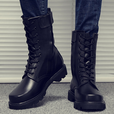 Rupjas zoles ādas zābaki ar šņorēm vīriešiem