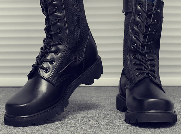 Rupjas zoles ādas zābaki ar šņorēm vīriešiem