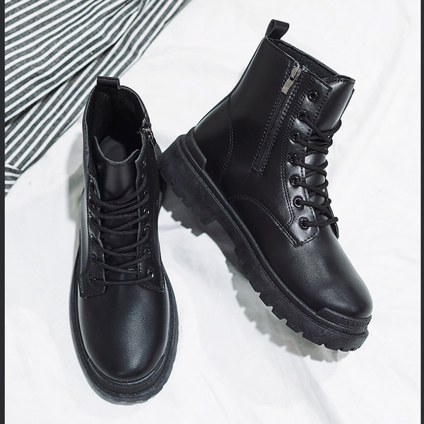 Vīriešu ikdienas zābaki ar rāvējslēdzēju un mežģīnēm no eko ādas