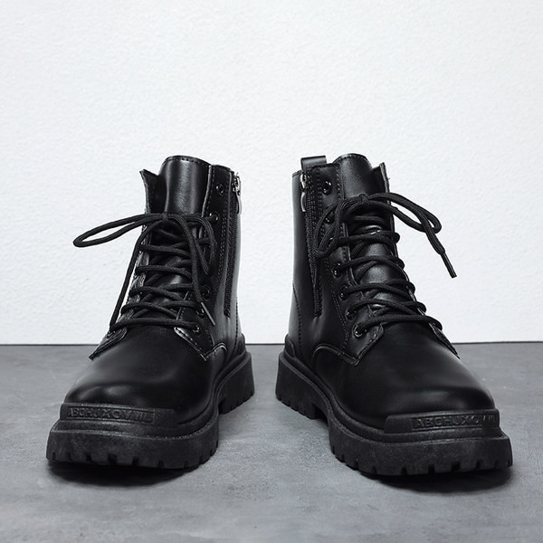 Vīriešu ikdienas zābaki ar rāvējslēdzēju un mežģīnēm no eko ādas