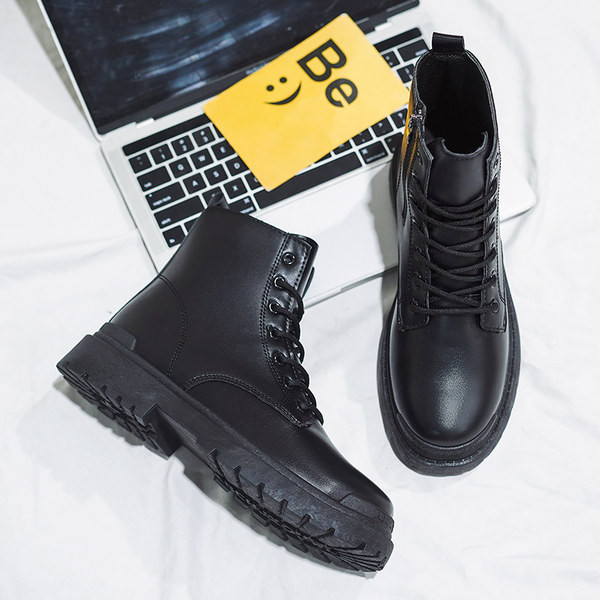 Vīriešu ikdienas zābaki ar rāvējslēdzēju un mežģīnēm no eko ādas