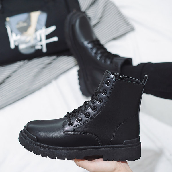 Vīriešu ikdienas zābaki ar rāvējslēdzēju un mežģīnēm no eko ādas