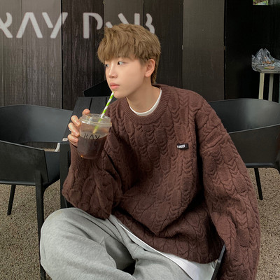 Ανδρικό πουλόβερ - με ανάγλυφη πλέξη