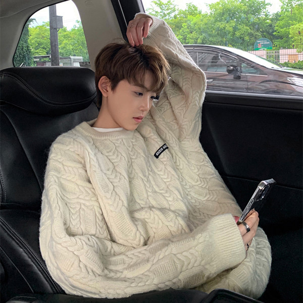 Ανδρικό πουλόβερ - με ανάγλυφη πλέξη