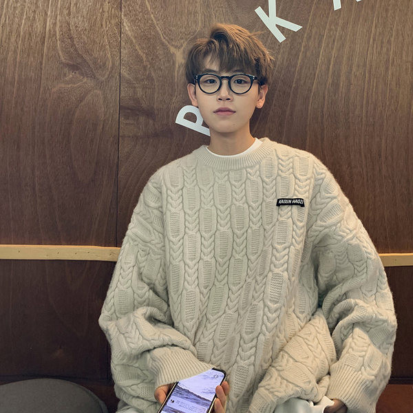 Ανδρικό πουλόβερ - με ανάγλυφη πλέξη