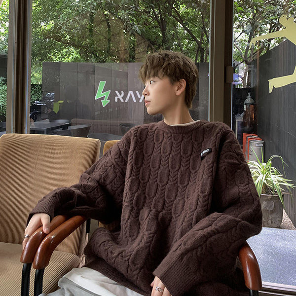 Ανδρικό πουλόβερ - με ανάγλυφη πλέξη