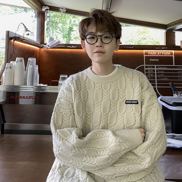 Ανδρικό πουλόβερ - με ανάγλυφη πλέξη