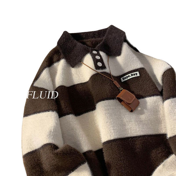 Muški zimski džemper sa klasičnom kragnom i natpisom