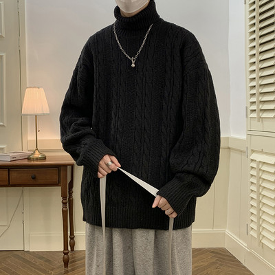 Ανδρικό πλεκτό πουλόβερ - με οβάλ λαιμόκοψη