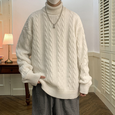 Ανδρικό πλεκτό πουλόβερ - με οβάλ λαιμόκοψη