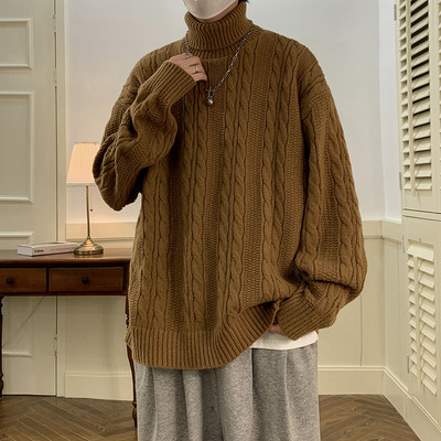 Ανδρικό πλεκτό πουλόβερ - με οβάλ λαιμόκοψη