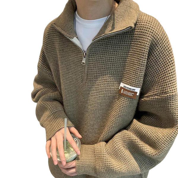 Vīriešu džemperis ar rāvējslēdzēju ar augstu apkakli