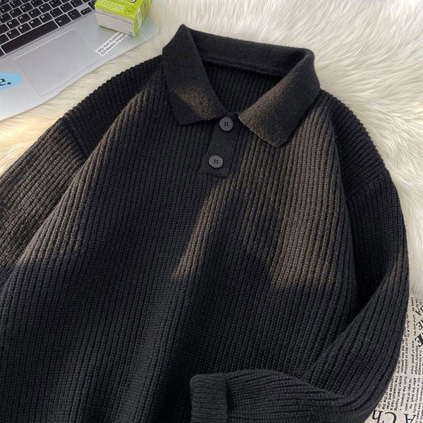 Ανδρικό χειμωνιάτικο πουλόβερ με κλασσικό γιακά και κουμπιά