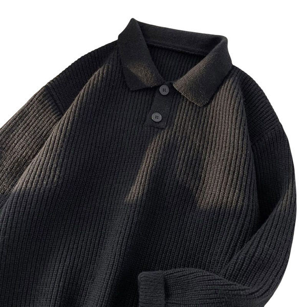 Ανδρικό χειμωνιάτικο πουλόβερ με κλασσικό γιακά και κουμπιά