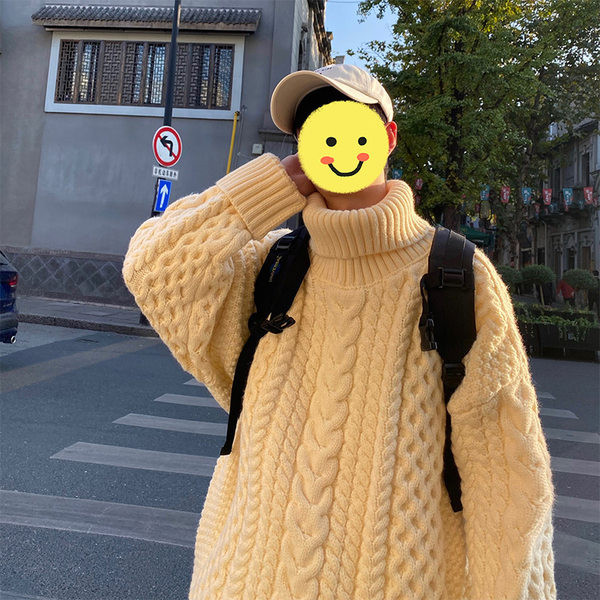 Ανδρικό πλεκτό πουλόβερ με ψηλό γιακά