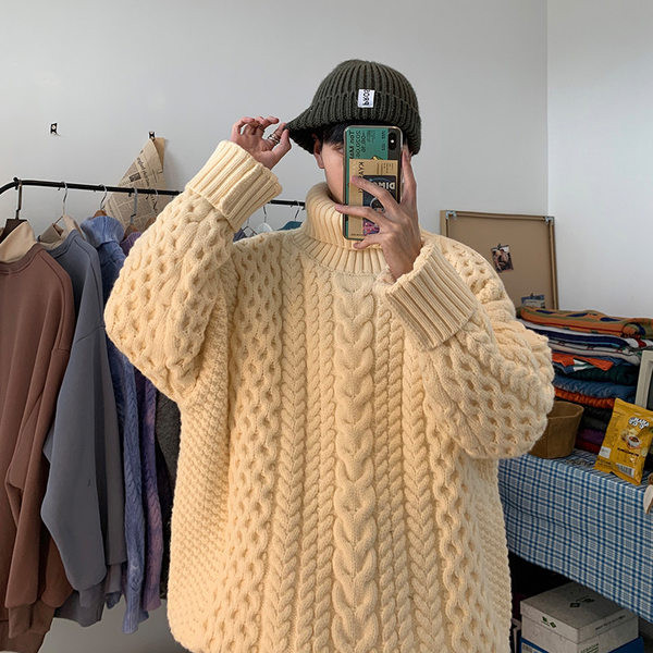 Ανδρικό πλεκτό πουλόβερ με ψηλό γιακά