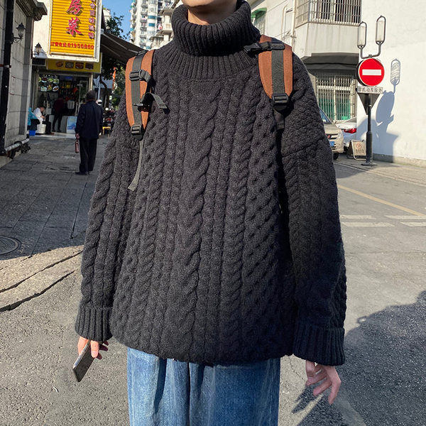 Ανδρικό πλεκτό πουλόβερ με ψηλό γιακά